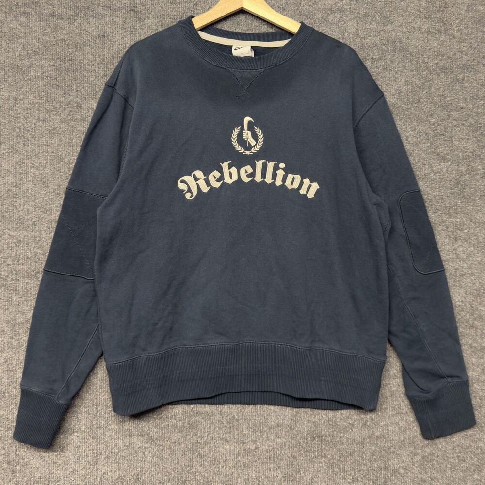 Nike Rebellion Ambassadors Club Sweatshirt Mens M Blue Fleece Pullover Crewneck